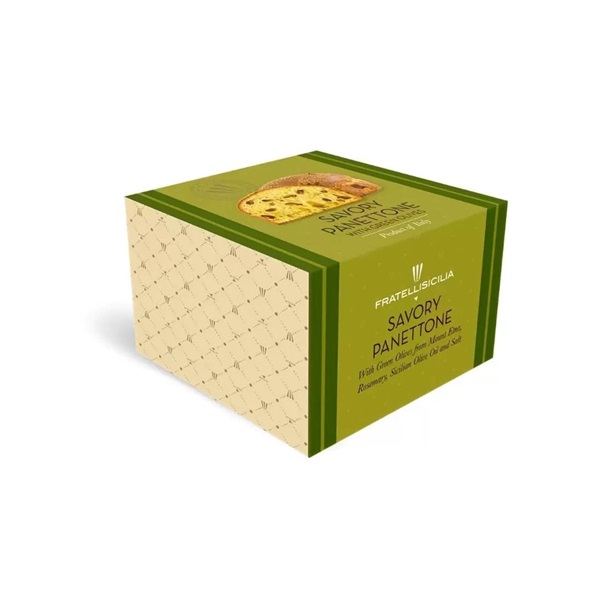 Acquista online e ricevi con consegna a domicilio a Roma in 2 ore il Panettone Salato Olive Verdi e Rosmarino 500g su Cosaporto.it