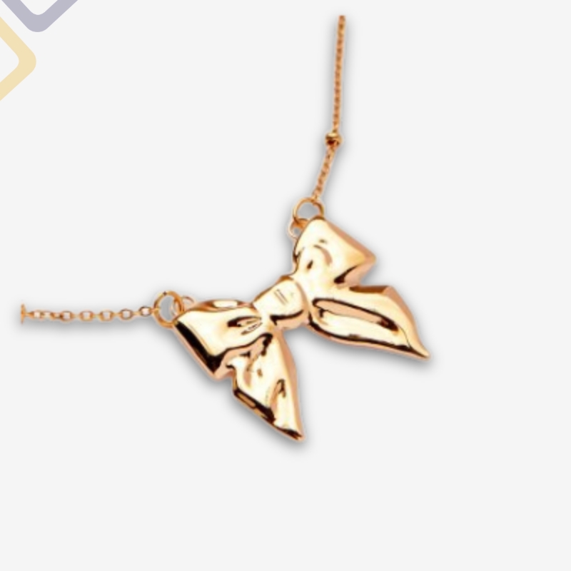 Collana con fiocco / Choker con nastro dorato / Collana minimalista in oro 18 carati - Italia