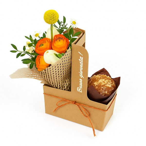 "Buona giornata" fiori e dolcetto 1