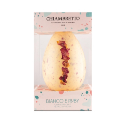 Chiambretto Uovo bianco e ruby con kirsch e petali di rosa 2
